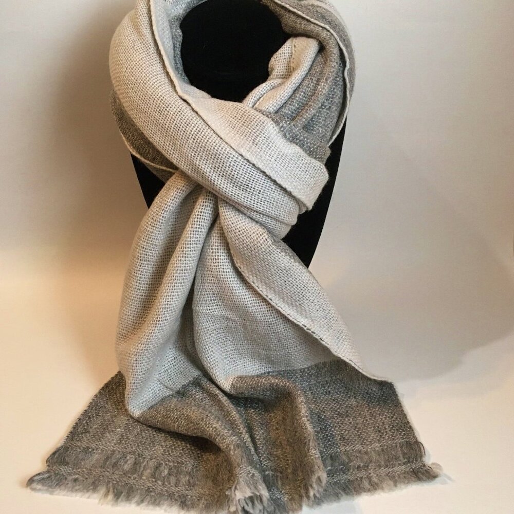 Loose knit Scarf Wrap Soft 2 Toned Grey Reversible Rectangle Head Neck Cover New